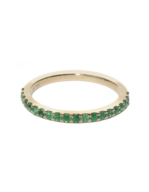 Anillo 14 k de oro esmeralda pavé