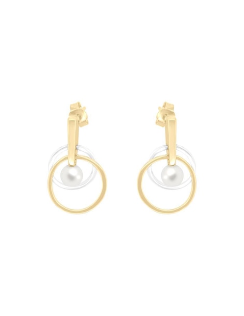 Aretes circulares Fianelli Infinito de oro con acabado brillante perla