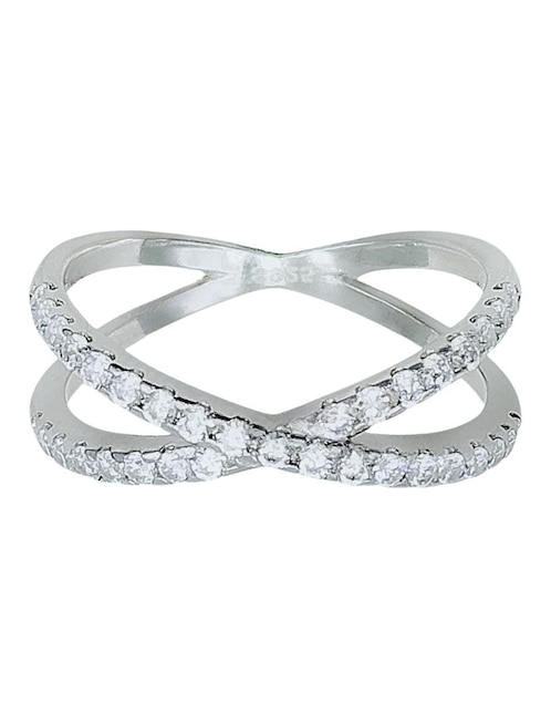 Anillo con gema de cruz Aretize P 925 de plata circonita pavé