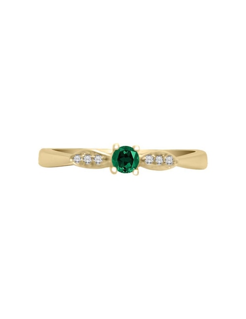Anillo Fascinare Javiera 14 k de oro esmeralda y diamante brillante
