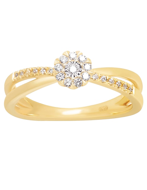 Anillo 14 k de oro diamante pavé 1