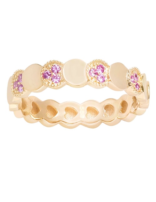 Anillo circular Riccardo Orsato 14 k de oro zafiro rosa brillante
