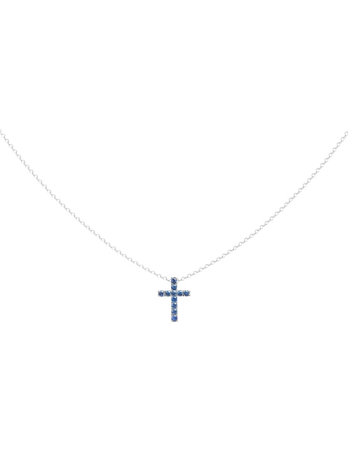 Collar de cruz de oro blanco 14 K 1