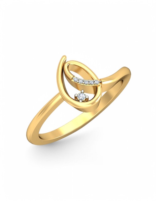 Anillo Joyería M De Leon 10 k de oro amarillo zirconia brillante