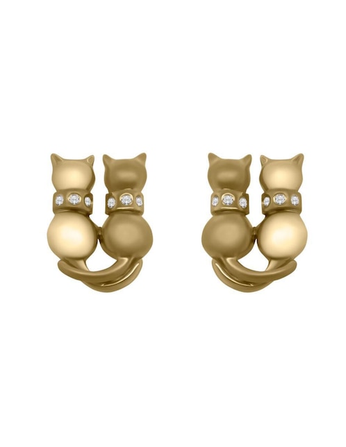 Aretes de gato Fianelli Lerol de oro con acabado brillante diamante