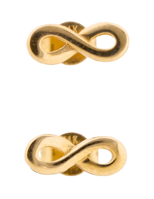 Aretes cortos de infinito de oro 14 k con acabado brillante 1