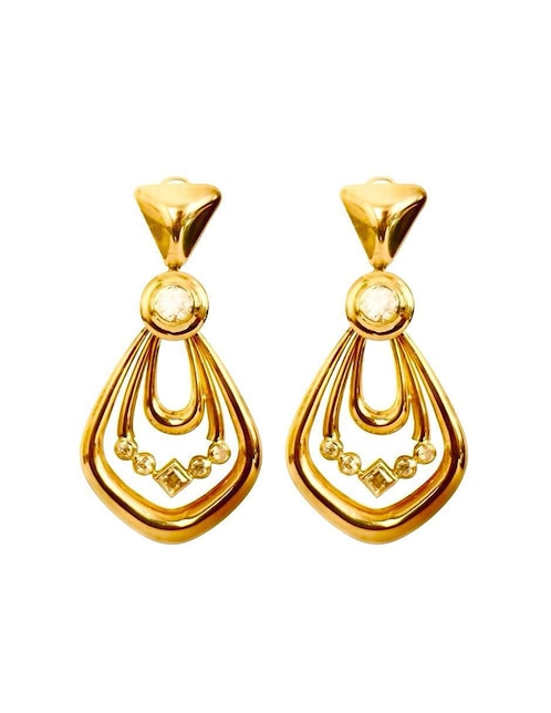 Aretes triangulares Mancini de oro con acabado brillante zirconia