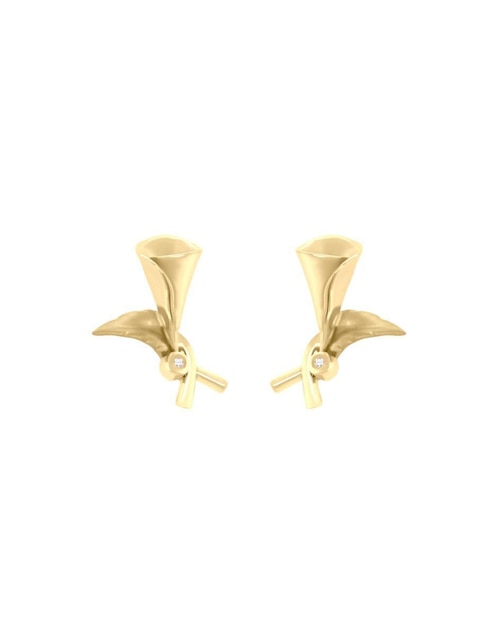 Aretes de flor Fianelli Irfan de oro con acabado brillante diamante