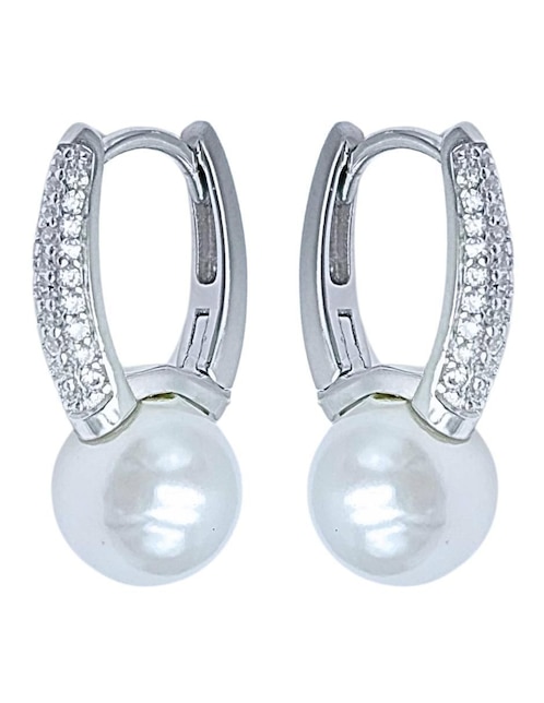 Aretes circulares Aretize de plata P 925 con acabado pavé zirconia