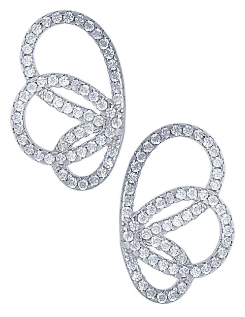 Aretes de mariposa Aretize de plata P 925 con acabado pavé zirconia
