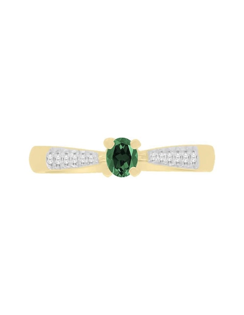 Anillo Fascinare Miloro 14 k de oro esmeralda y diamante brillante