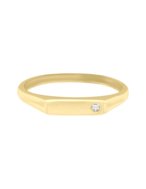 Anillo rectangular Fianelli Sello 14 k de oro diamante brillante