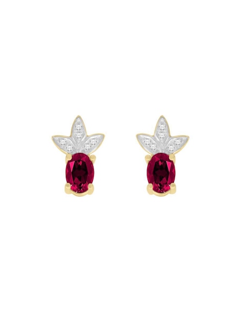 Aretes Fascinare de oro 14 K con acabado brillante rubí y diamante