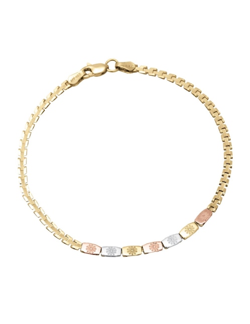 Pulsera Cristal Joyas de oro 14 K con acabado pulido