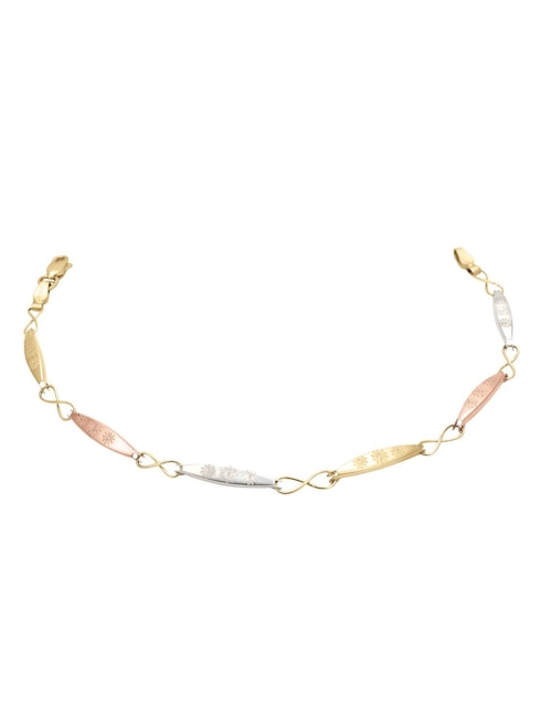 Pulsera Cristal Joyas de oro 14 K con acabado brillante