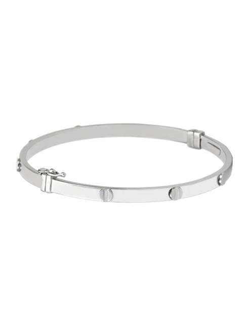 Brazalete Cristal Joyas de oro blanco 14 K con acabado liso