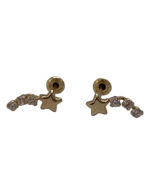 Broqueles de estrella Mardía de oro con acabado pavé zirconia