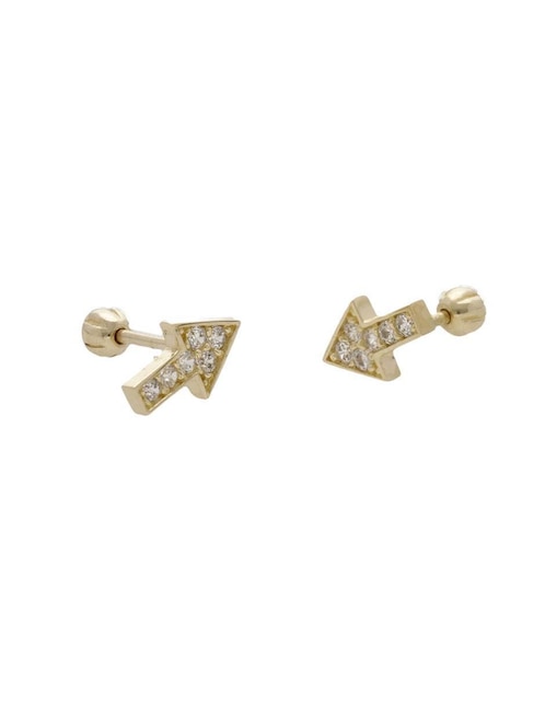 Broqueles de flecha Joyerías Bizzarro de oro 10 K con acabado brillante zirconia