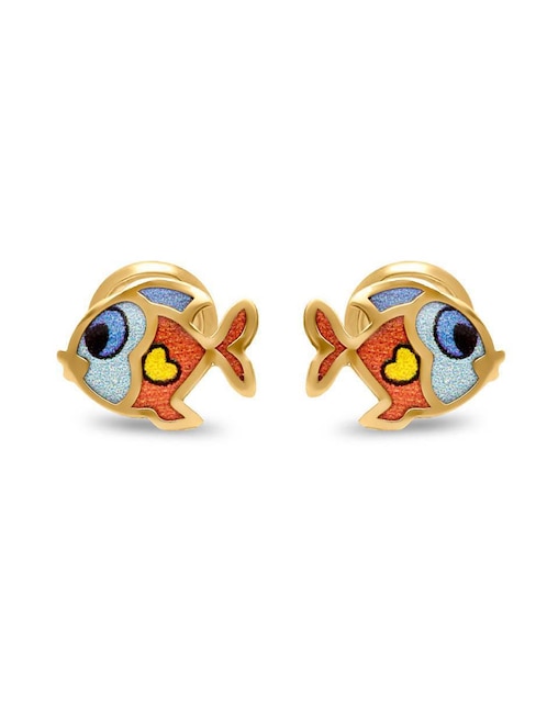 Broqueles de pez Joyerías Bizzarro de oro 14 K con acabado esmaltado
