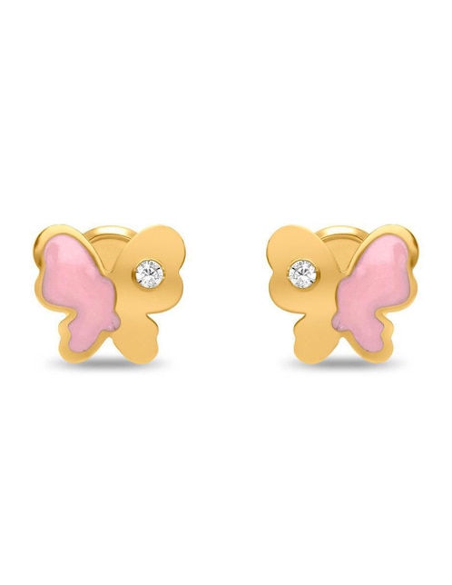 Broqueles de mariposa de oro con acabado esmaltado zirconia