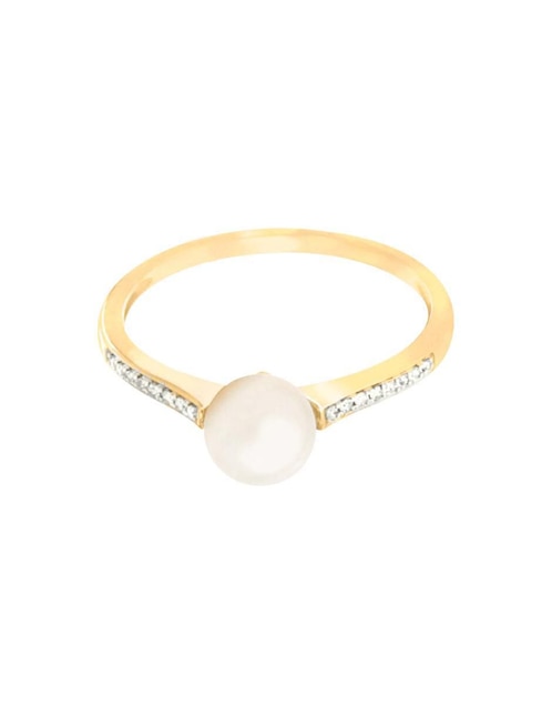 Anillo Diane 14 k de oro diamante y perla brillante 1