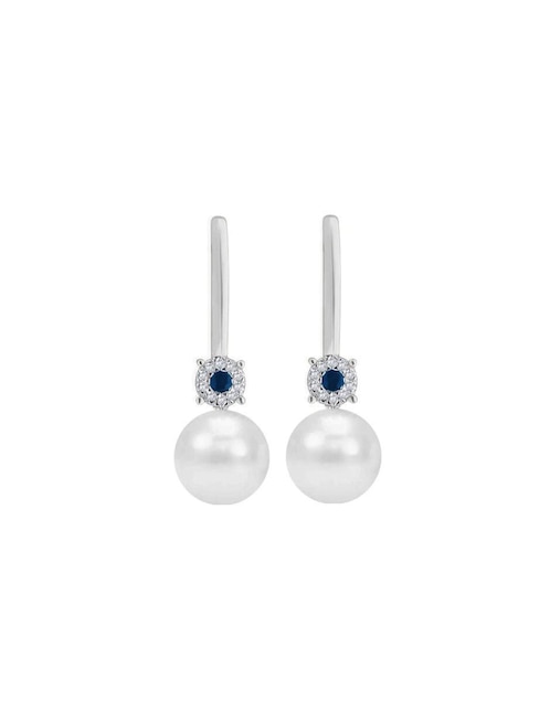 Aretes Fascinare Mafy de oro con acabado brillante zafiro y diamante