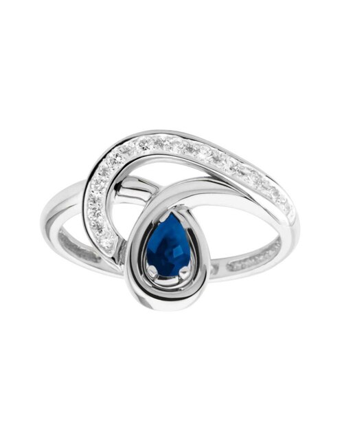Anillo de gota Fascinare Emotion 14 k de oro zafiro y diamante brillante