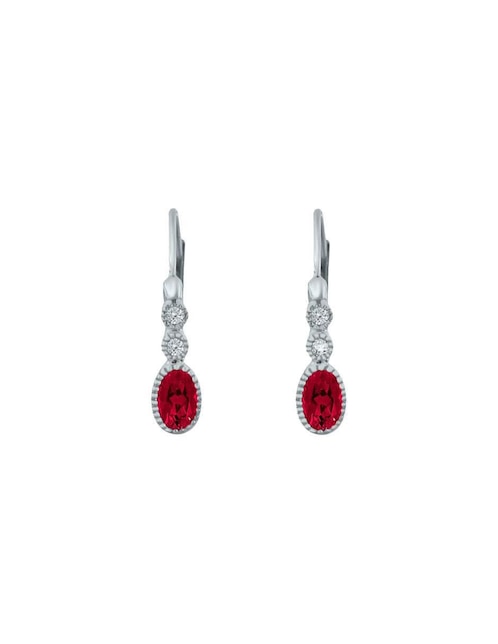 Aretes Addel de oro con acabado brillante rubí y diamante 1