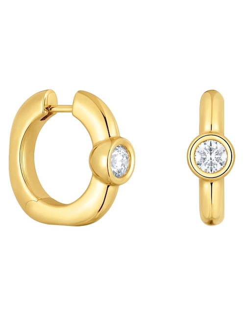 Aretes de aro redondos Tous Line Lgd de plata P 925 con acabado baño de oro diamante