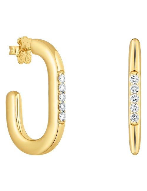 Aretes largos Tous Line Lgd de plata P925 con acabado baño de oro diamante