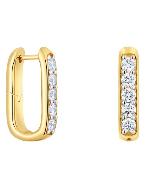 Aretes largos Tous Line Lgd de plata P925 con acabado baño de oro diamante