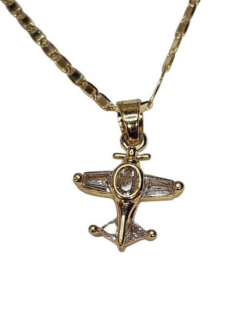 Collar con dije aviones de avión Limerence By Claudia Herrera Viajes de oro laminado 14 K