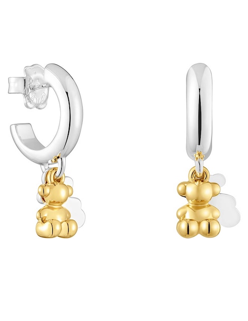 Aretes de aro de oso Tous de plata P 925 con acabado baño de oro