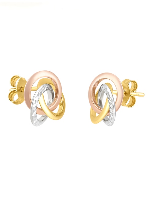 Broqueles redondos cristal Joyas de oro florentino 14 K