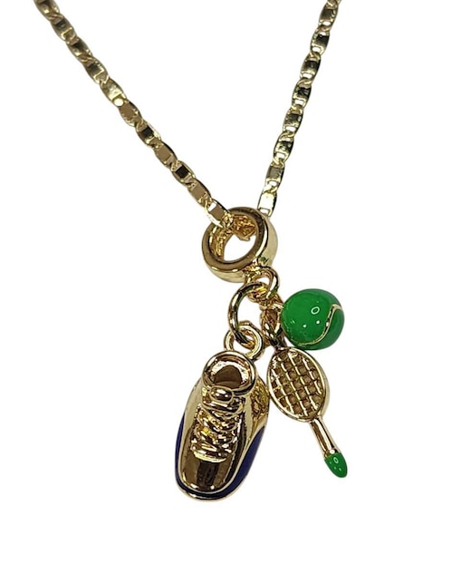 Collar con dije de raqueta Limerence By Claudia Herrera Tenis de oro laminado 14 K