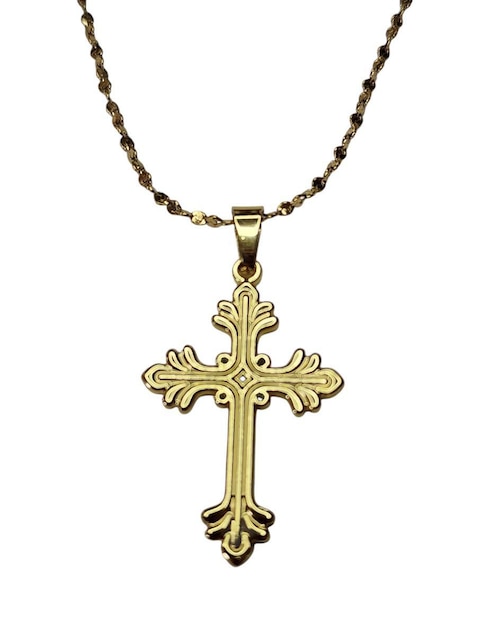 Collar con dije de cruz Limerence By Claudia Herrera Santos de oro laminado 14 K
