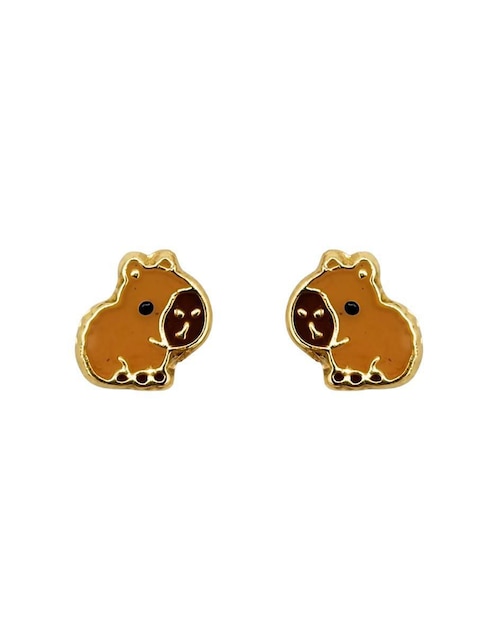 Broqueles Animal Planet Punto Metálico de oro amarillo 10 K con acabado esmaltado
