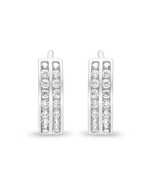 Arracadas Joyerías Bizzarro de oro blanco 14 K con acabado brillante zirconia
