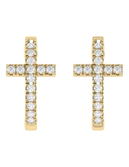 Arracadas Joyerías Bizzarro de oro amarillo 14 K con acabado brillante diamante