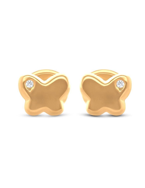 Broqueles de mariposa Joyerías Bizzarro de oro 14 K con acabado brillante diamante