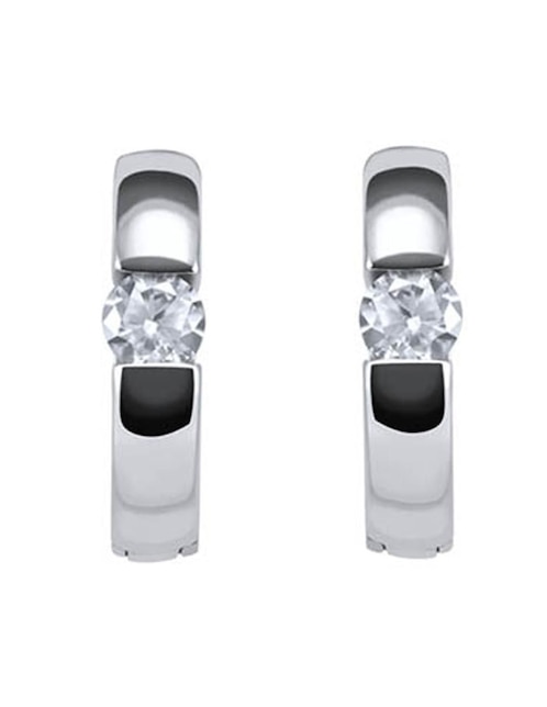 Arracadas Joyerías Bizzarro de oro blanco 14 k con acabado brillante zirconia
