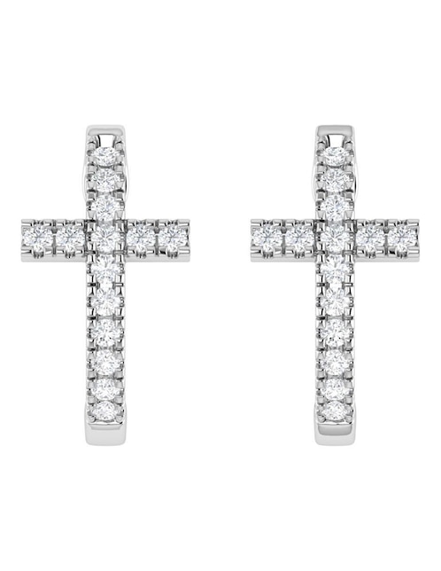 Arracadas Joyerías Bizzarro de oro blanco 14 K con acabado brillante diamante