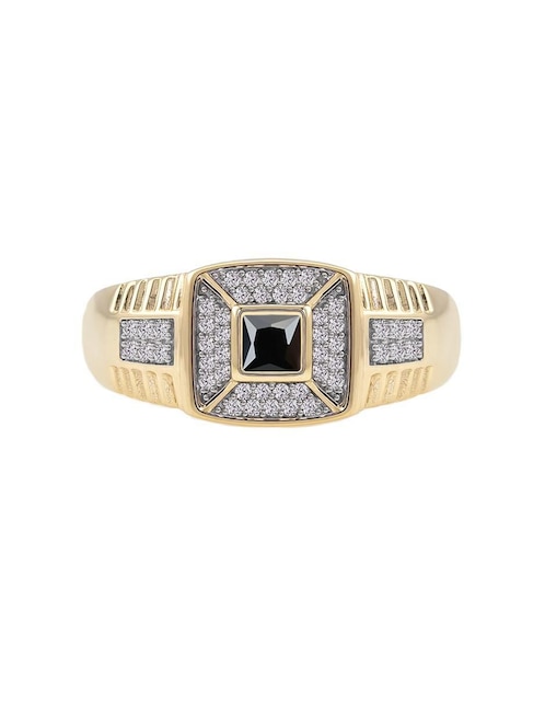 Anillo cuadrado Abba Joyas 10 k de oro zirconia brillante
