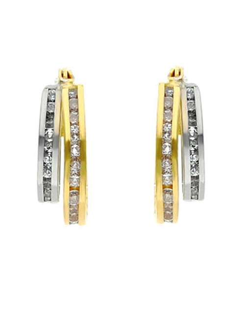 Arracadas circular Joyerías Bizzarro de oro 14 k con acabado brillante zirconia