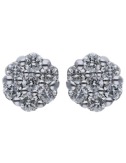 Broqueles de flor de oro amarillo 14 k con acabado brillante diamante