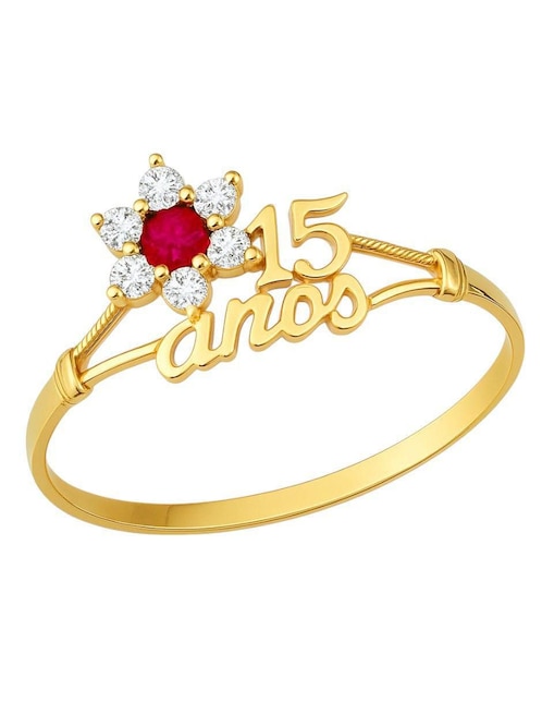 Anillo Joyería M De Leon 10 k de oro rubí