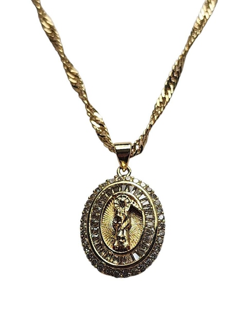 Collar con dije Santa Muerte de oro laminado 14 k