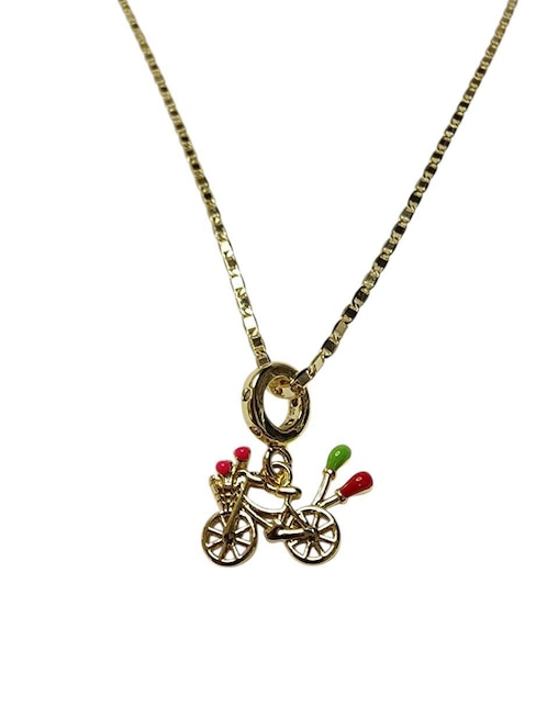 Collar con dije Limerence By Claudia Herrera Bicicleta de oro laminado 14 K