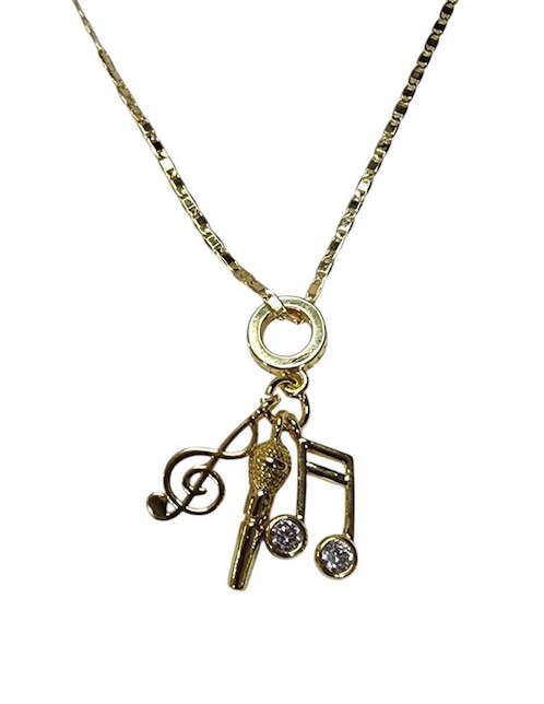 Collar con dije de nota musical Limerence By Claudia Herrera Microfono de oro laminado 14 K