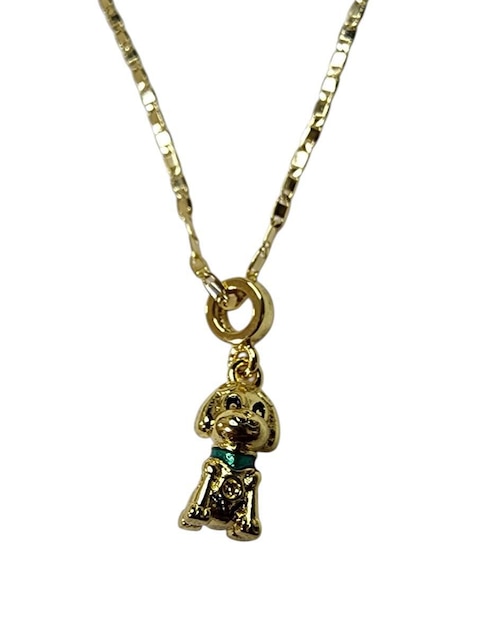 Collar con dije de perro Limerence By Claudia Herrera de oro laminado 14 K
